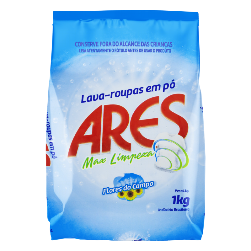 LAVA-ROUPAS PÓ FLORES DO CAMPO ARES MAX LIMPEZA PACOTE 1KG