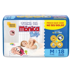 FRALDA DESCARTÁVEL TURMA DA MÔNICA BABY M PACOTE 18 UNIDADES