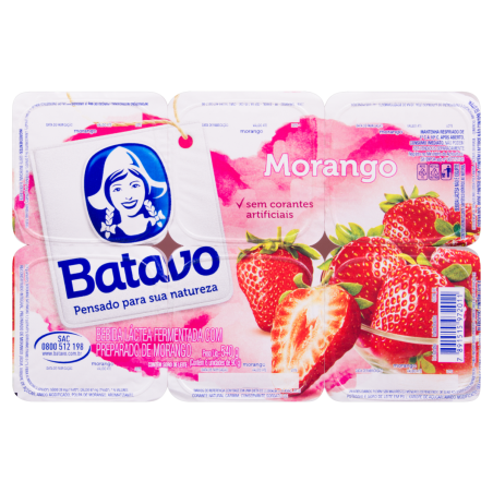 BEBIDA LÁCTEA FERMENTADA MORANGO BATAVO BANDEJA 510G 6 UNIDADES
