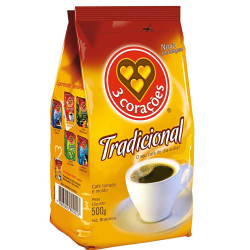 CAFÉ TORRADO E MOÍDO TRADICIONAL 3 CORAÇÕES PACOTE 500G