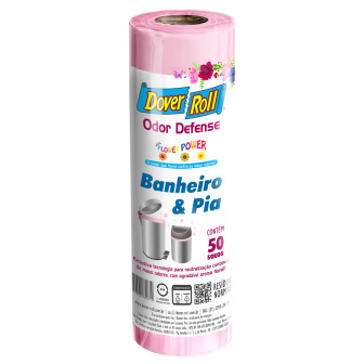 SACO PARA LIXO PIA E BANHEIRO FLOWER POWER 10L DOVER ROLL ODOR DEFENSE 50 UNIDADES