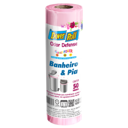SACO PARA LIXO PIA E BANHEIRO FLOWER POWER 10L DOVER ROLL ODOR DEFENSE 50 UNIDADES