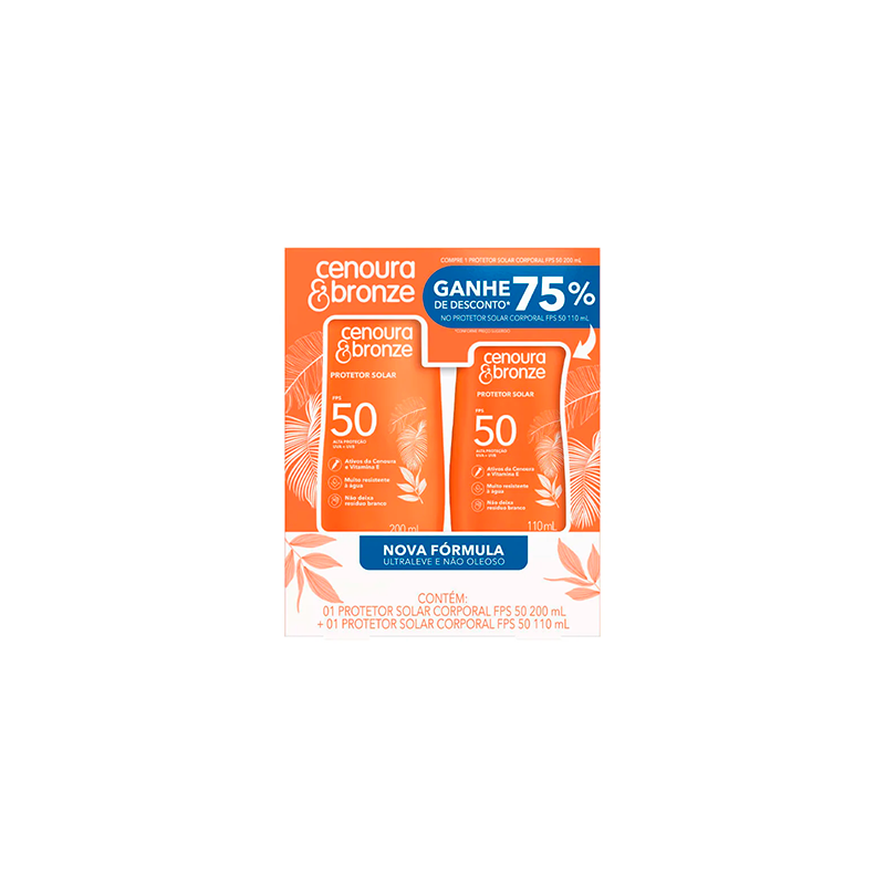 PROTETOR SOLAR FPS30 110ML + PROTETOR SOLAR FACIAL FPS50 50G CENOURA E BRONZE ESPECIAL