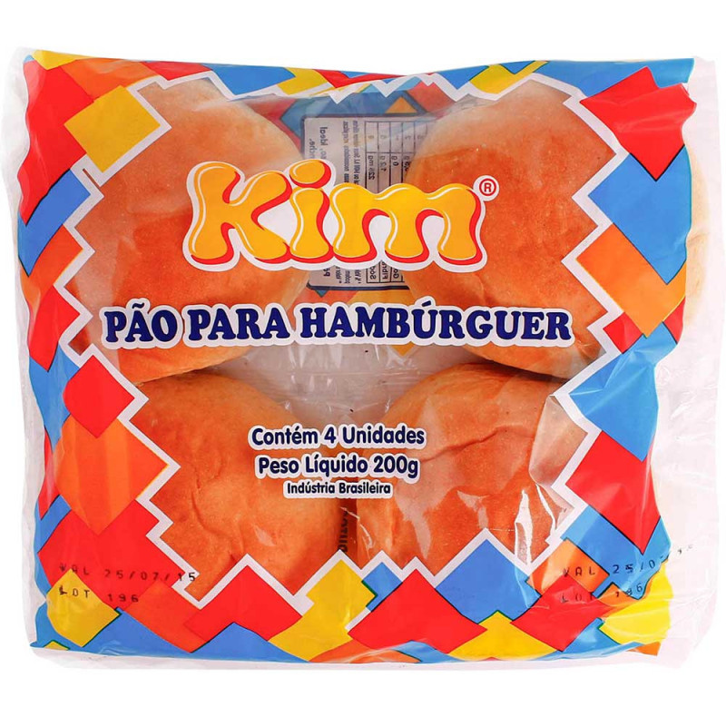 PÃO PARA HAMBÚRGUER KIM PACOTE 200G