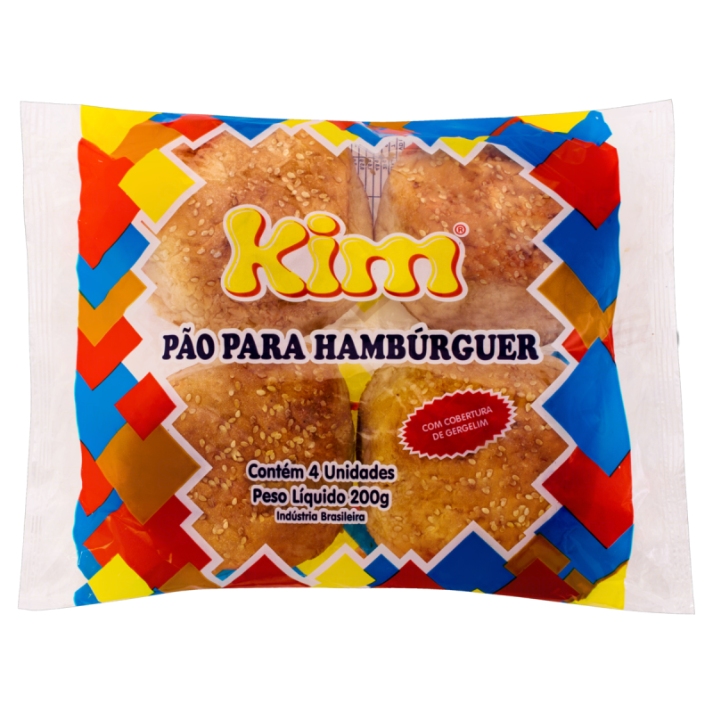 PÃO PARA HAMBÚRGUER COM GERGELIM KIM PACOTE 200G