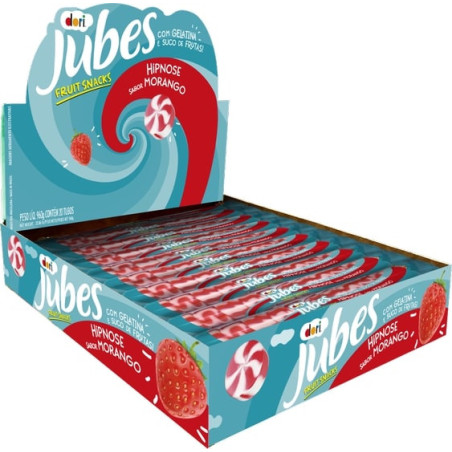 BALA DE GOMA MORANGO HIPNOSE DORI JUBES FRUIT SNACKS PACOTE 48G