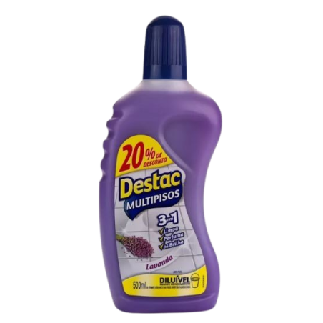 LIMPADOR MULTIPISOS DILUÍVEL LAVANDA DESTAC FRASCO 500ML PREÇO ESPECIAL