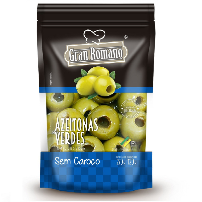 AZEITONA VERDE GRAN ROMANO S/C 120G SACHET