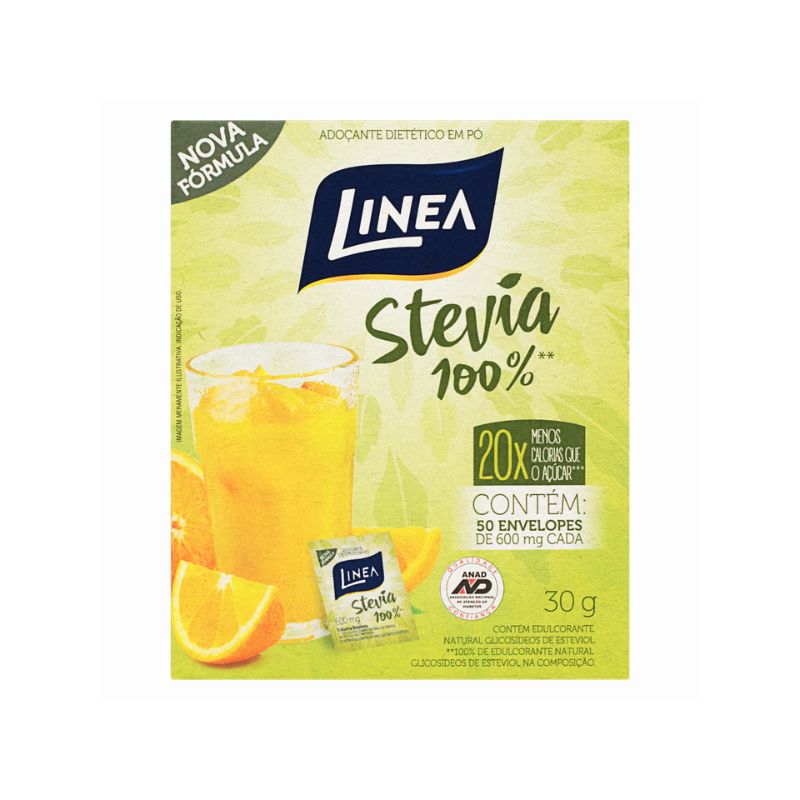 ADOÇANTE EM PÓ STEVIA LINEA CAIXA 25G 50 UNIDADES