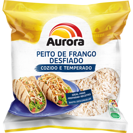 PEITO FRANGO AURORA COZIDO DESFIADO 360G