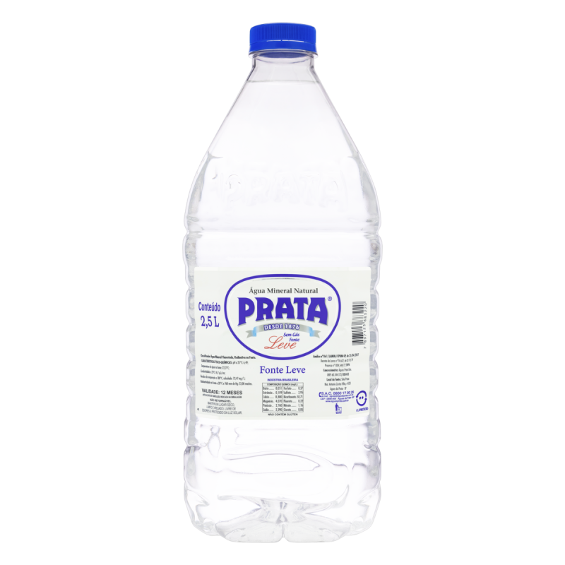 ÁGUA MINERAL NATURAL SEM GÁS PRATA GARRAFA 2,5L