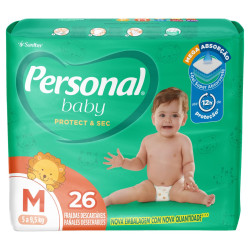 FRALDA DESCARTÁVEL PERSONAL BABY PROTECT & SEC M PACOTE 26 UNIDADES