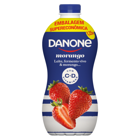 IOGURTE PARCIALMENTE DESNATADO MORANGO DANONE GARRAFA 1,25KG EMBALAGEM SUPERECONÔMICA
