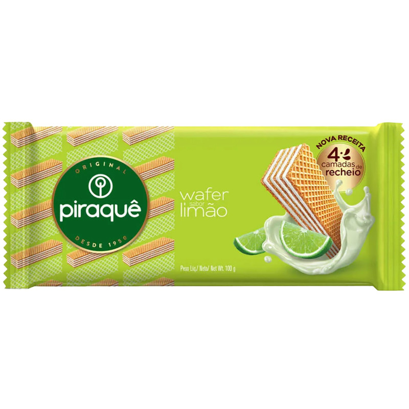 BISCOITO WAFER RECHEIO LIMÃO PIRAQUÊ PACOTE 100G
