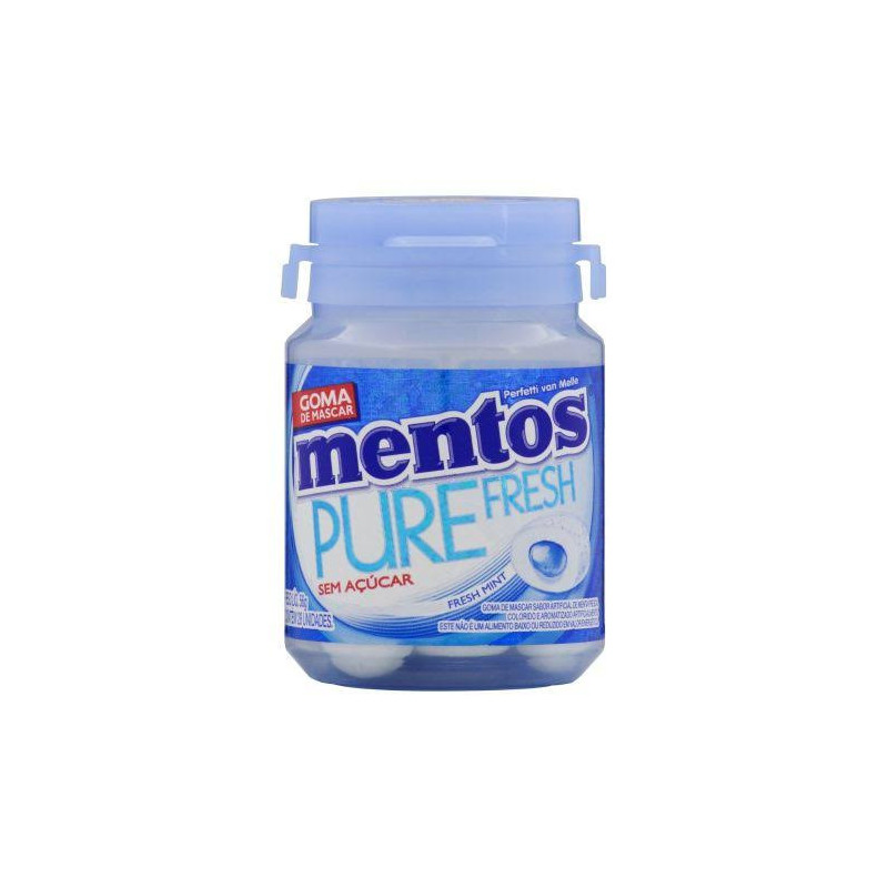 GOMA DE MASCAR MENTA FRESCA ZERO AÇÚCAR MENTOS PURE FRESH POTE 56G 28 UNIDADES