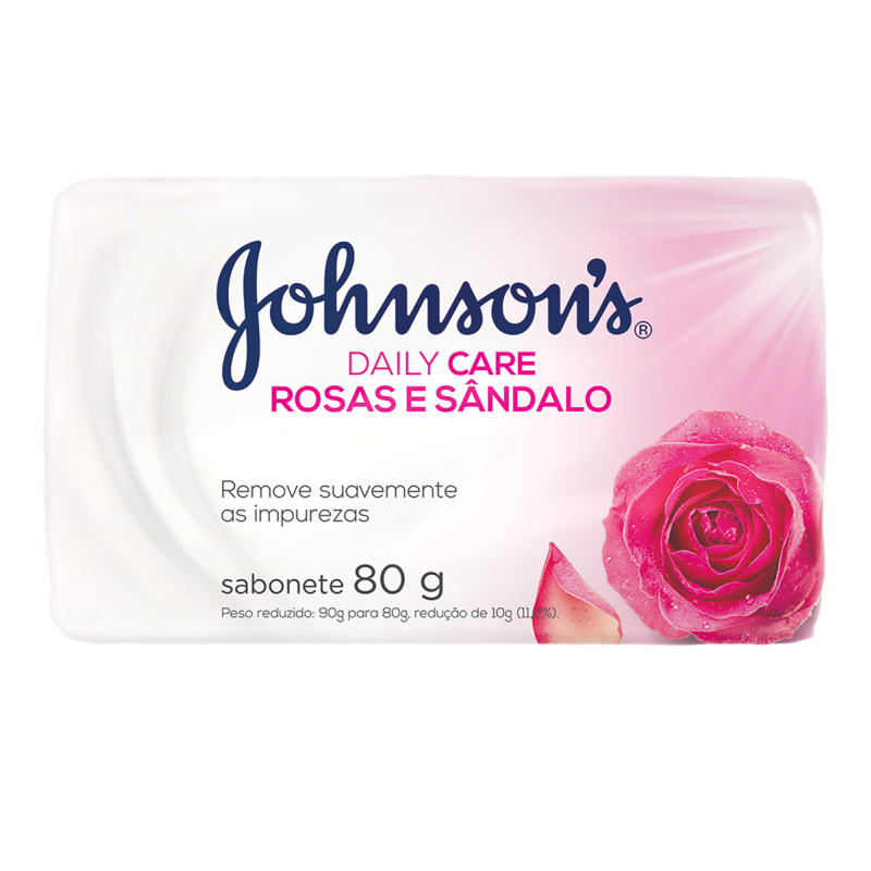 SABONETE BARRA ROSAS E SÂNDALO JOHNSONS DAILY CARE ENVOLTÓRIO 80G