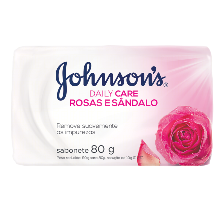 SABONETE BARRA ROSAS E SÂNDALO JOHNSONS DAILY CARE ENVOLTÓRIO 80G