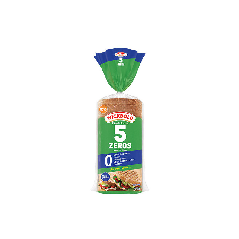 PÃO DE FORMA INTEGRAL ZERO LACTOSE WICKBOLD 5 ZEROS PACOTE 400G