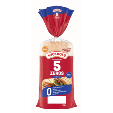 PÃO DE FORMA TRADICIONAL ZERO LACTOSE WICKBOLD 5 ZEROS PACOTE 350G