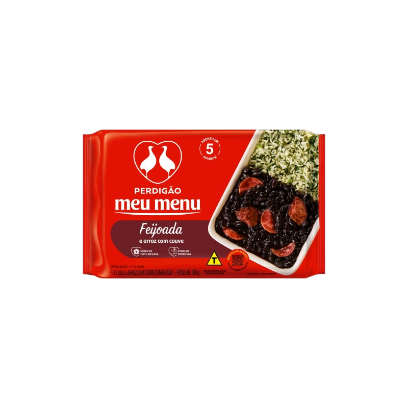 PRATO PTO PERDIGAO MEU MENU FEIJOADA E ARROZ C/COUVE 300G