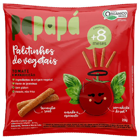 PAPAPA PALITINHOS DE TOMATE E MANJERICAO 20G