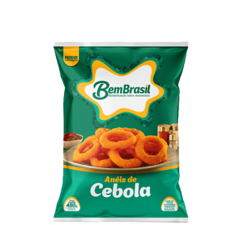 ANÉIS DE CEBOLA EMPANADOS PRÉ-FRITOS CONGELADOS BEM BRASIL PACOTE 400G