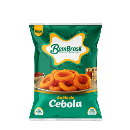 ANÉIS DE CEBOLA EMPANADOS PRÉ-FRITOS CONGELADOS BEM BRASIL PACOTE 400G