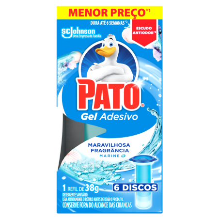 DETERGENTE SANITÁRIO GEL ADESIVO MARINE PATO 38G REFIL MENOR PREÇO