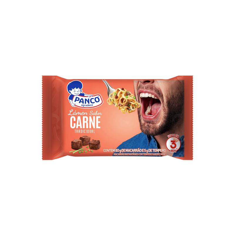 MACARRÃO INSTANTÂNEO LÁMEN CARNE PANCO PACOTE 85G