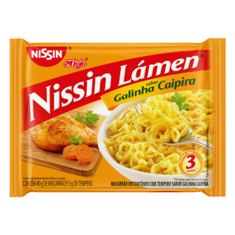 MACARRÃO INSTANTÂNEO LÁMEN GALINHA CAIPIRA NISSIN MIOJO PACOTE 85G