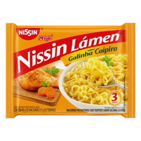 MACARRÃO INSTANTÂNEO LÁMEN GALINHA CAIPIRA NISSIN MIOJO PACOTE 85G