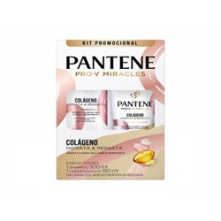 KIT SHAMPOO 300ML + CONDICIONADOR 150ML PANTENE COLÁGENO HIDRATA & RESGATA