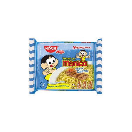 MACARRÃO INSTANTÂNEO LÁMEN CARNE SUAVE TURMA DA MÔNICA NISSIN MIOJO PACOTE 85G