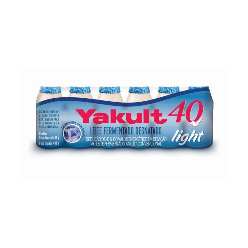 PACK LEITE FERMENTADO DESNATADO LIGHT YAKULT 40 FRASCO 480G 6 UNIDADES