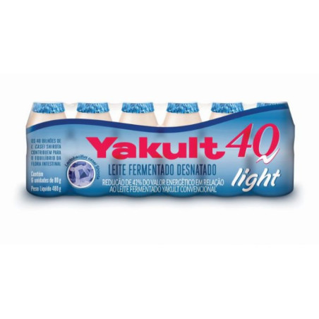PACK LEITE FERMENTADO DESNATADO LIGHT YAKULT 40 FRASCO 480G 6 UNIDADES