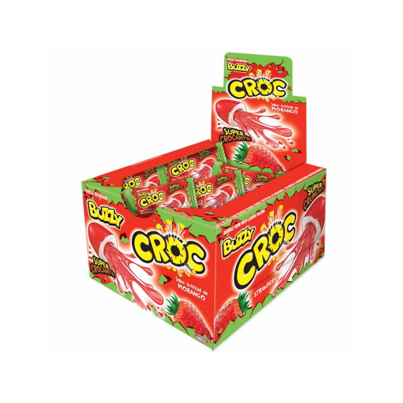 CHICLE BUZZY RECHEADO CROC MORANGO 4,3G