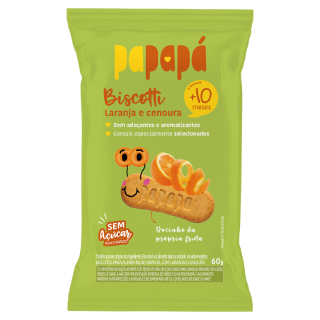 BISCOITO LARANJA E CENOURA PAPAPÁ BISCOTTI PACOTE 60G