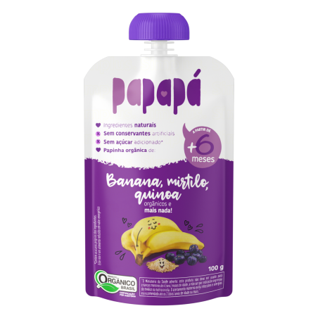 PAPINHA ORGÂNICA BANANA, MIRTILO, QUINOA PAPAPÁ SQUEEZE 100G