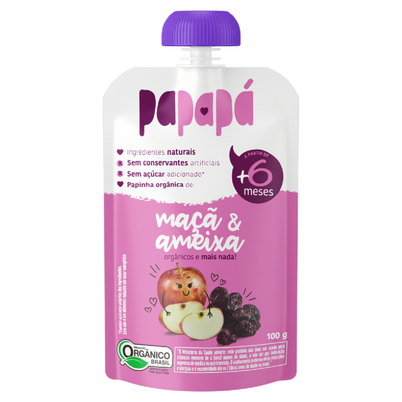 PAPINHA ORGÂNICA MAÇÃ & AMEIXA PAPAPÁ SQUEEZE 100G