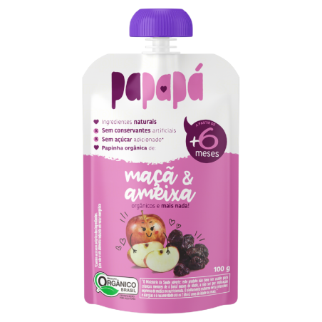 PAPINHA ORGÂNICA MAÇÃ & AMEIXA PAPAPÁ SQUEEZE 100G