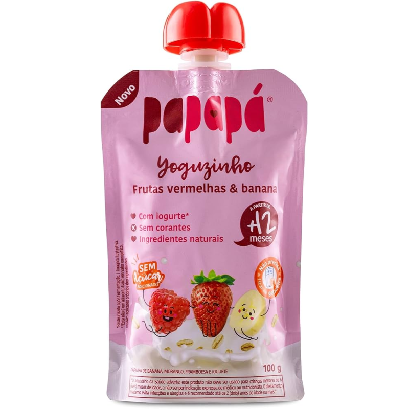 PAPINHA PAPAPA YOGUZINHO FRUTAS VERMELHAS E BANANA À PARTIR 12 MESES 100G