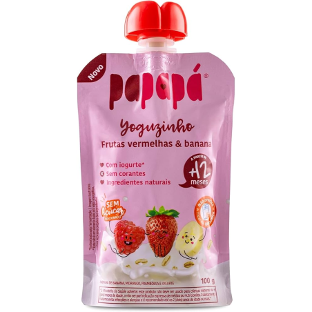 PAPINHA PAPAPA YOGUZINHO FRUTAS VERMELHAS E BANANA À PARTIR 12 MESES 100G