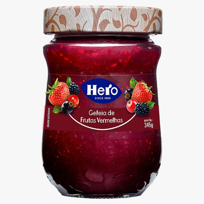 GELEIA FRUTAS VERMELHAS HERO VIDRO 345G