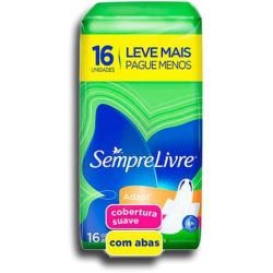 ABSORVENTE COM ABAS SUAVE SEMPRE LIVRE ADAPT PACOTE 16 UNIDADES LEVE MAIS PAGUE MENOS