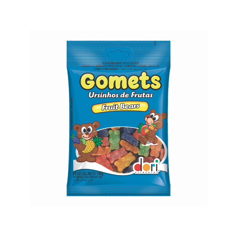 BALA DE GOMA FRUTAS SORTIDAS FRUIT BEARS DORI GOMETS PACOTE 100G