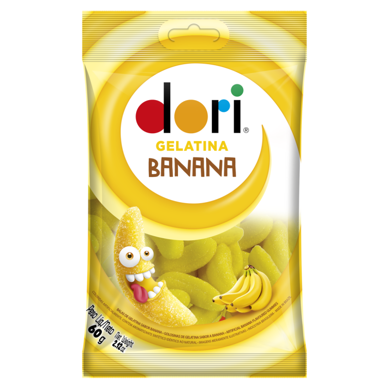 BALA DE GELATINA BANANA DORI PACOTE 60G