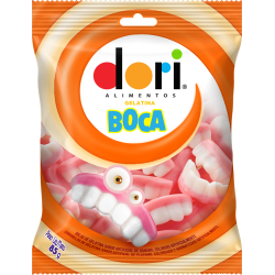 BALA DE GELATINA MORANGO E FRAMBOESA BOCA DORI PACOTE 60G