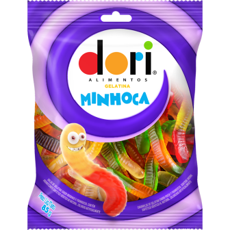 BALA DE GELATINA SORTIDOS DE FRUTAS MINHOCA DORI PACOTE 60G