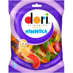 BALA DE GELATINA SORTIDOS DE FRUTAS MINHOCA DORI PACOTE 60G