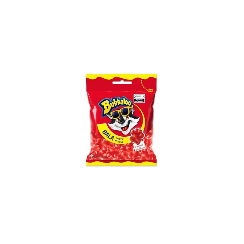 BALA MORANGO PATINHAS BUBBALOO PACOTE 75G